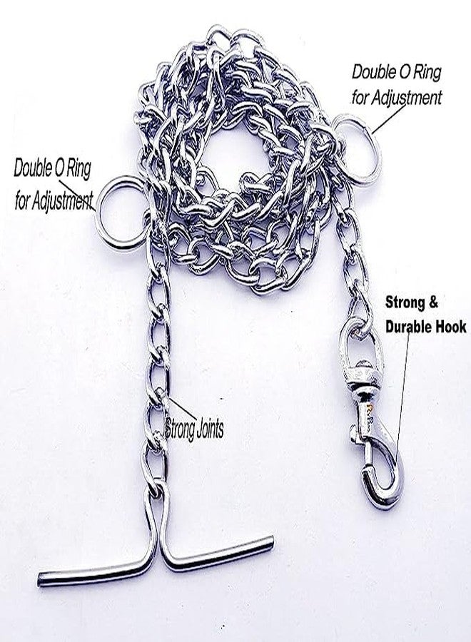 BohoBark Heavy Duty 60 Inch Long and Grind No. 14 Diamond Cut Stainless Steel Leash with Brass Hook Ideal for Training and Walking Dogs and Puppies - Medium (Silver) - Image 2
